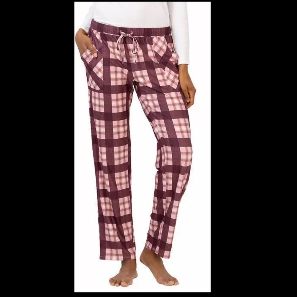 NWoT Lucky Brand Women's 2 Piece Sleep Pajajma Pants Red Plaid Size L $80 FFF010